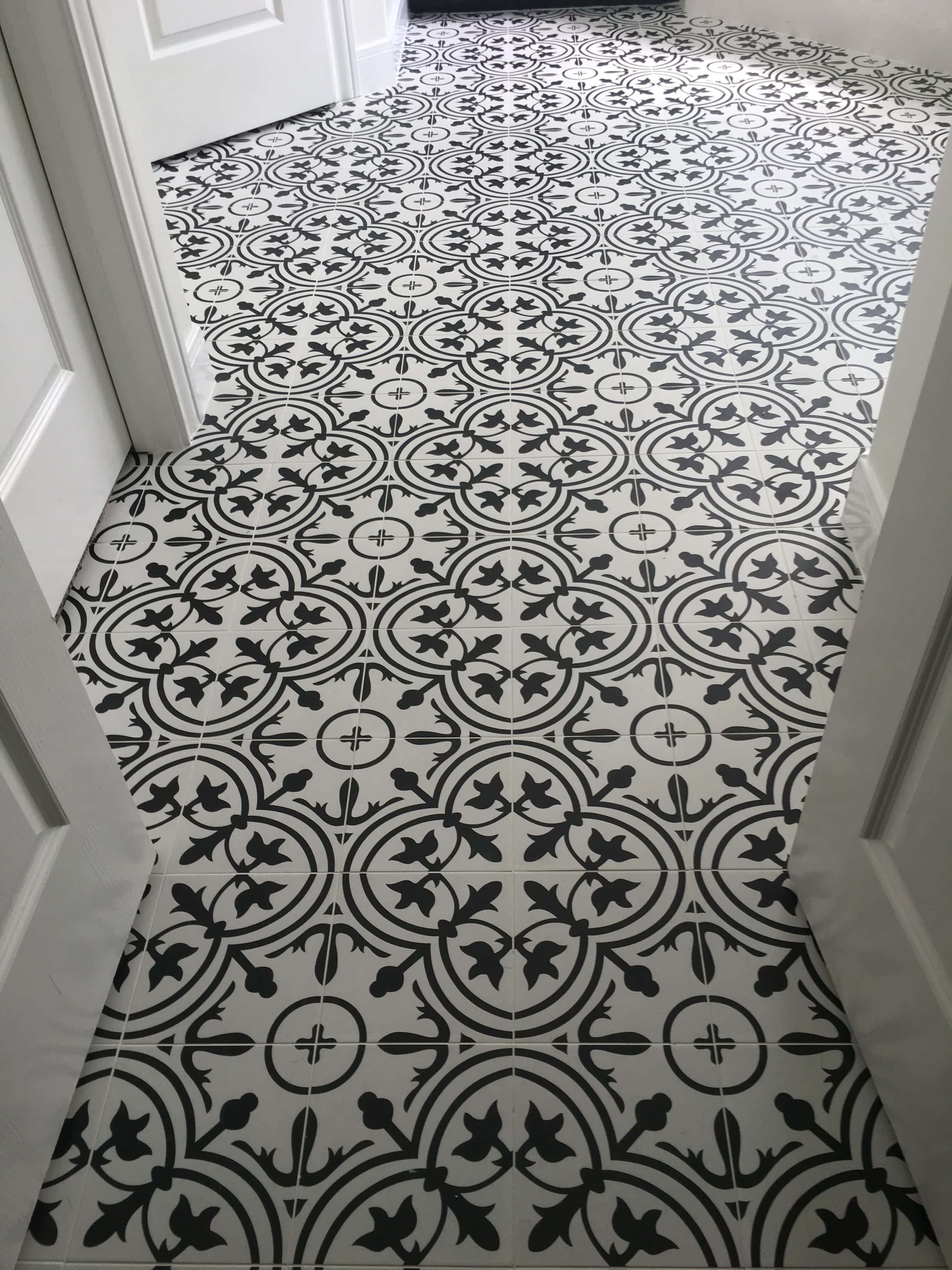 Encaustic-style patterned tile floor