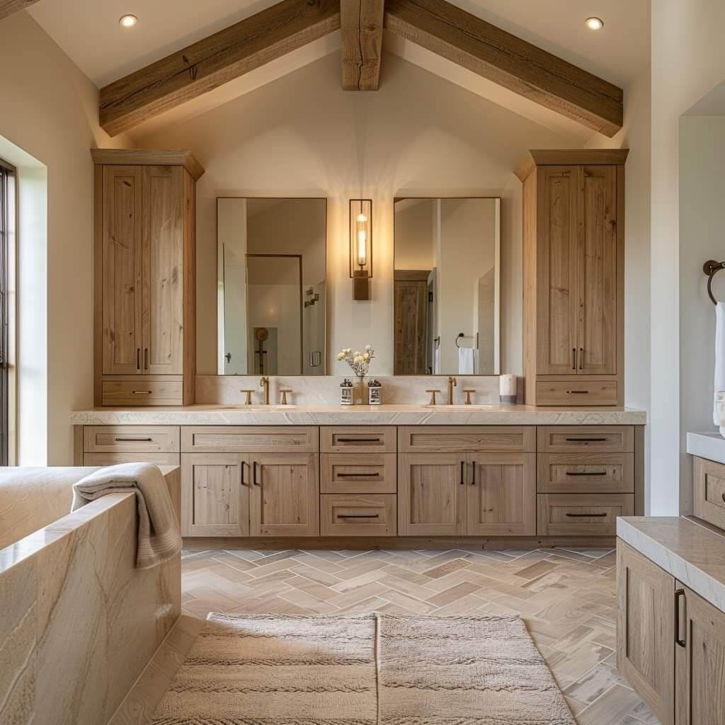 Bathroom remodel: beamed primary vanity