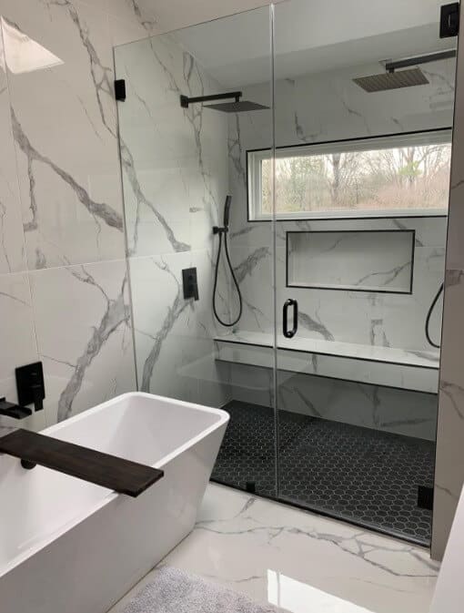 Bathroom remodel: matte black tub and shower
