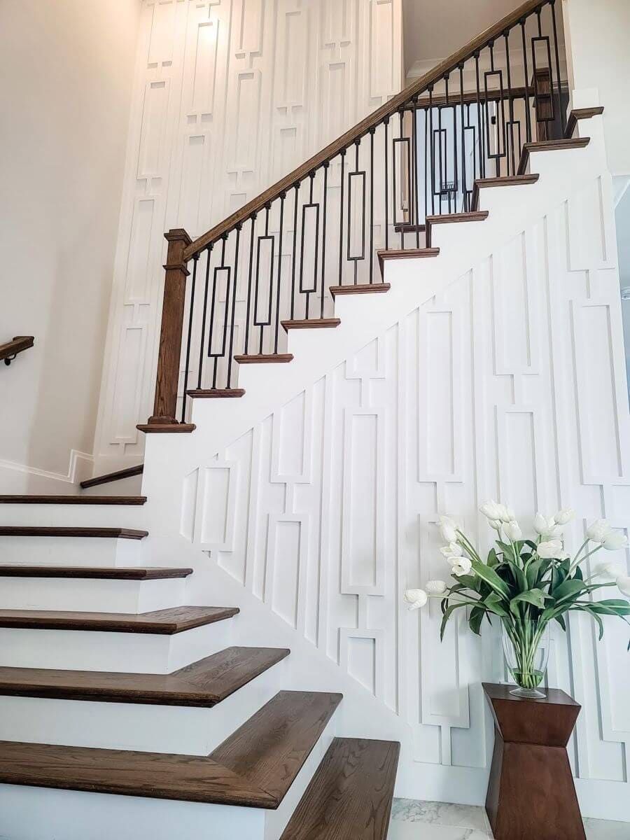 Carpentry: stair dark treads paneling