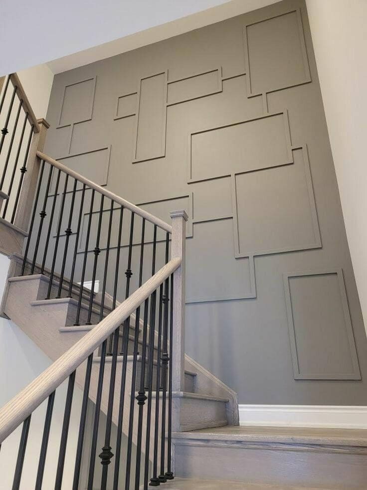 Carpentry: stair geometric wall millwork