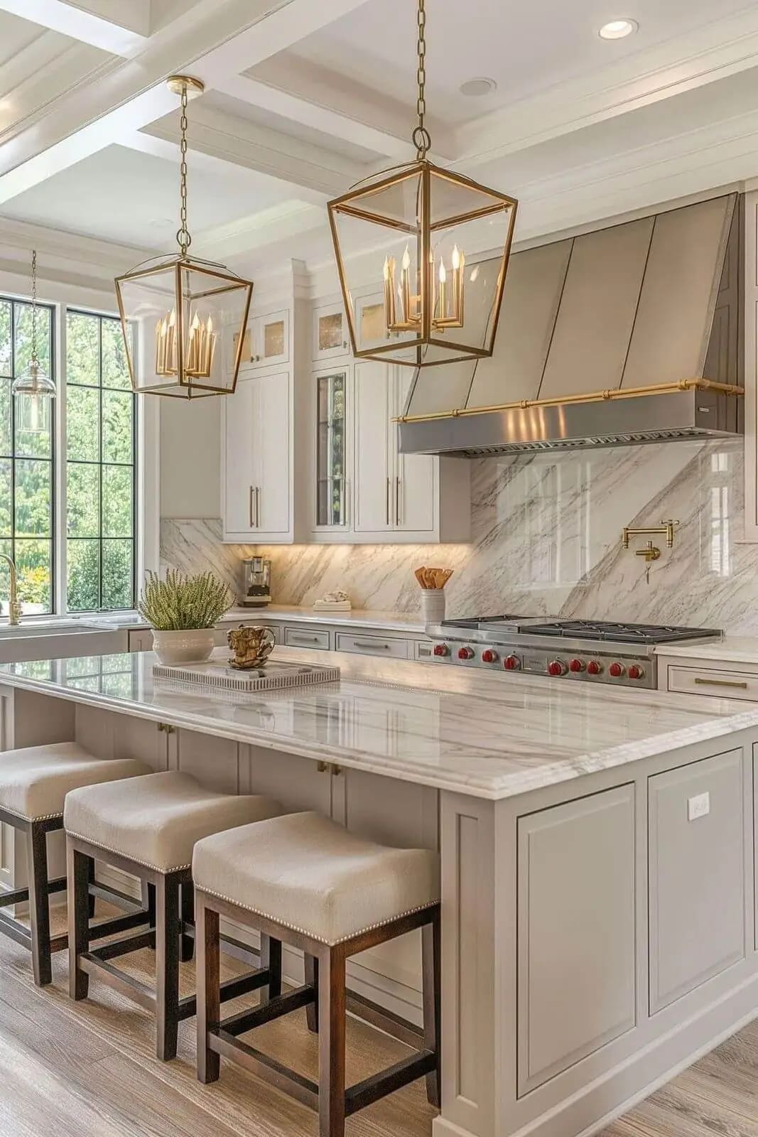 Kitchen remodel: lantern pendant island wide