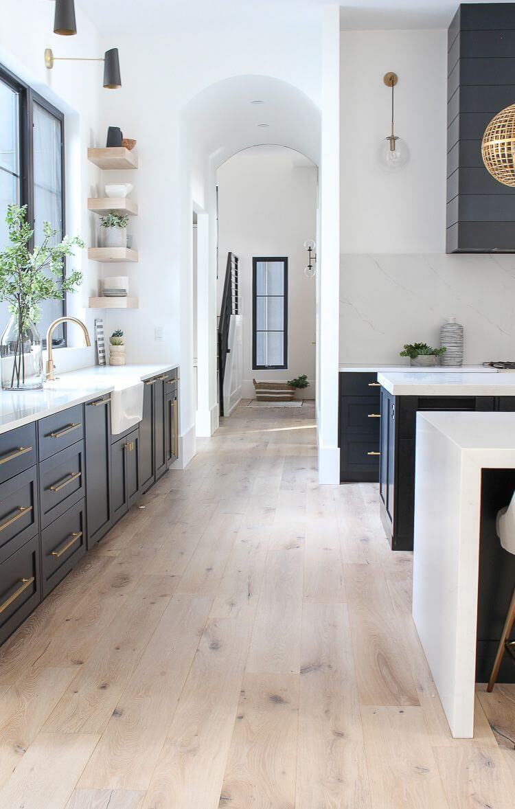 Kitchen remodel: dark lower cabinets hallway