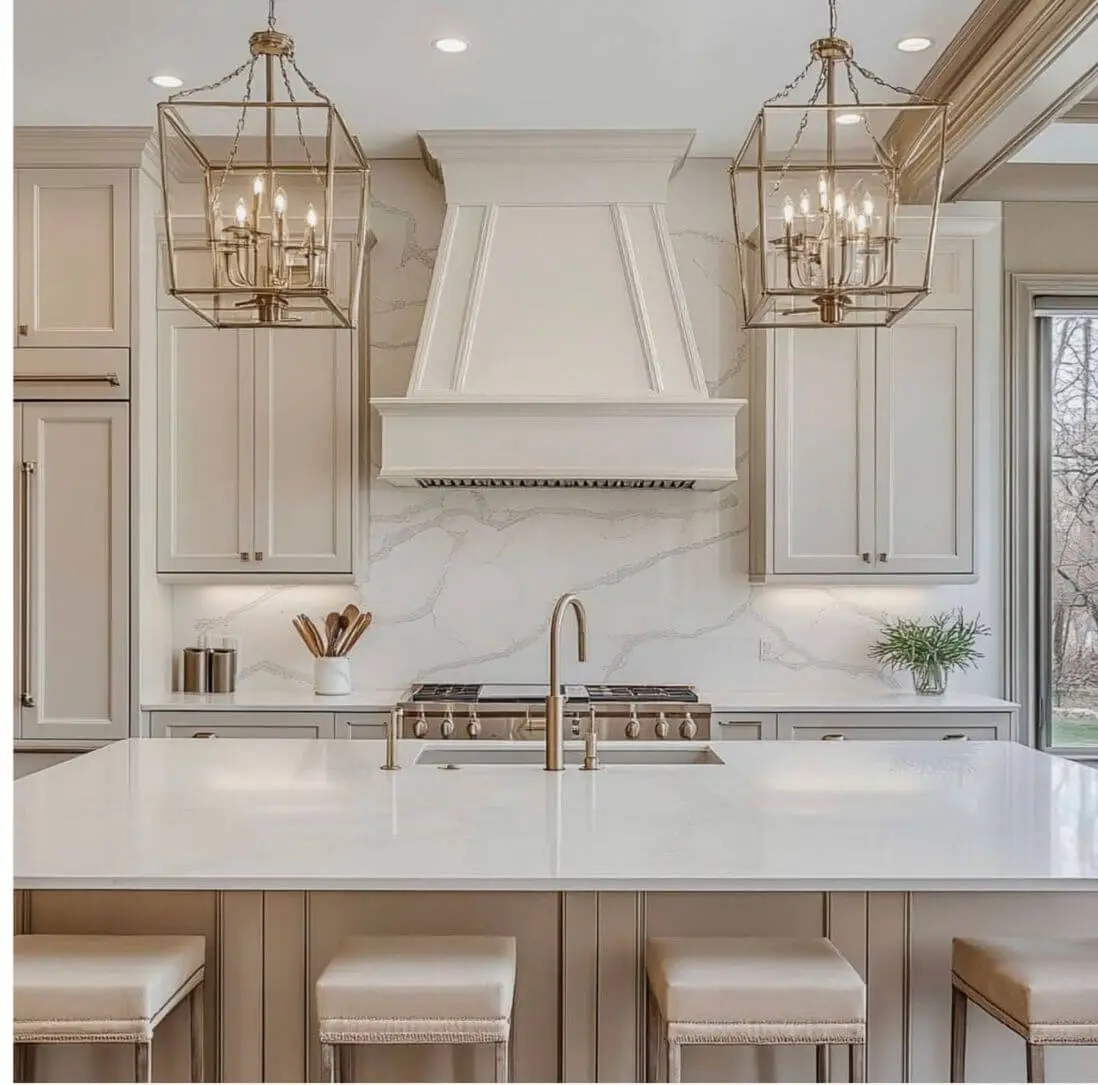 Kitchen remodel: lantern pendant island square