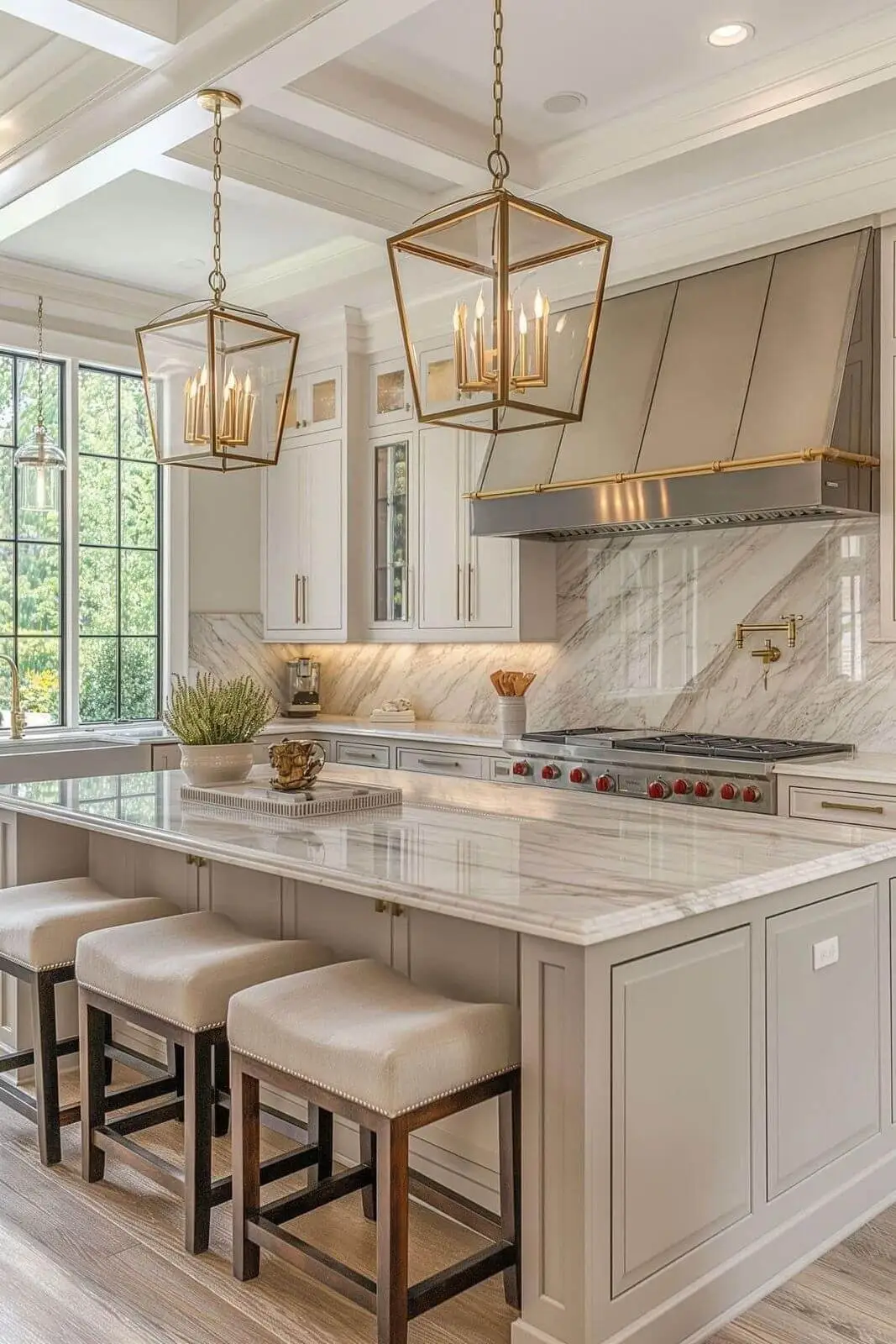 Kitchen remodel: lantern pendant island wide