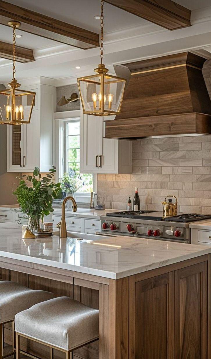 Kitchen remodel: wood island wood hood
